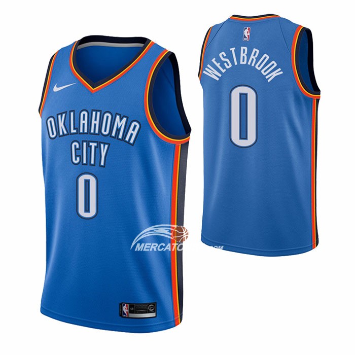 Maglia Oklahoma City Thunder Russell Westbrook NO 0 Icon Blu
